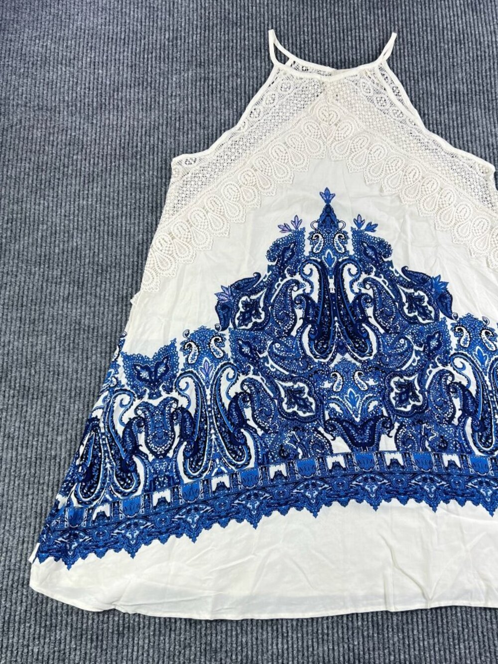 NWT Indigo Rose Boho Paisley Crochet Lace Halter Mini Dress Coverup Size L